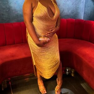 Aritzia Gold Backless Dress